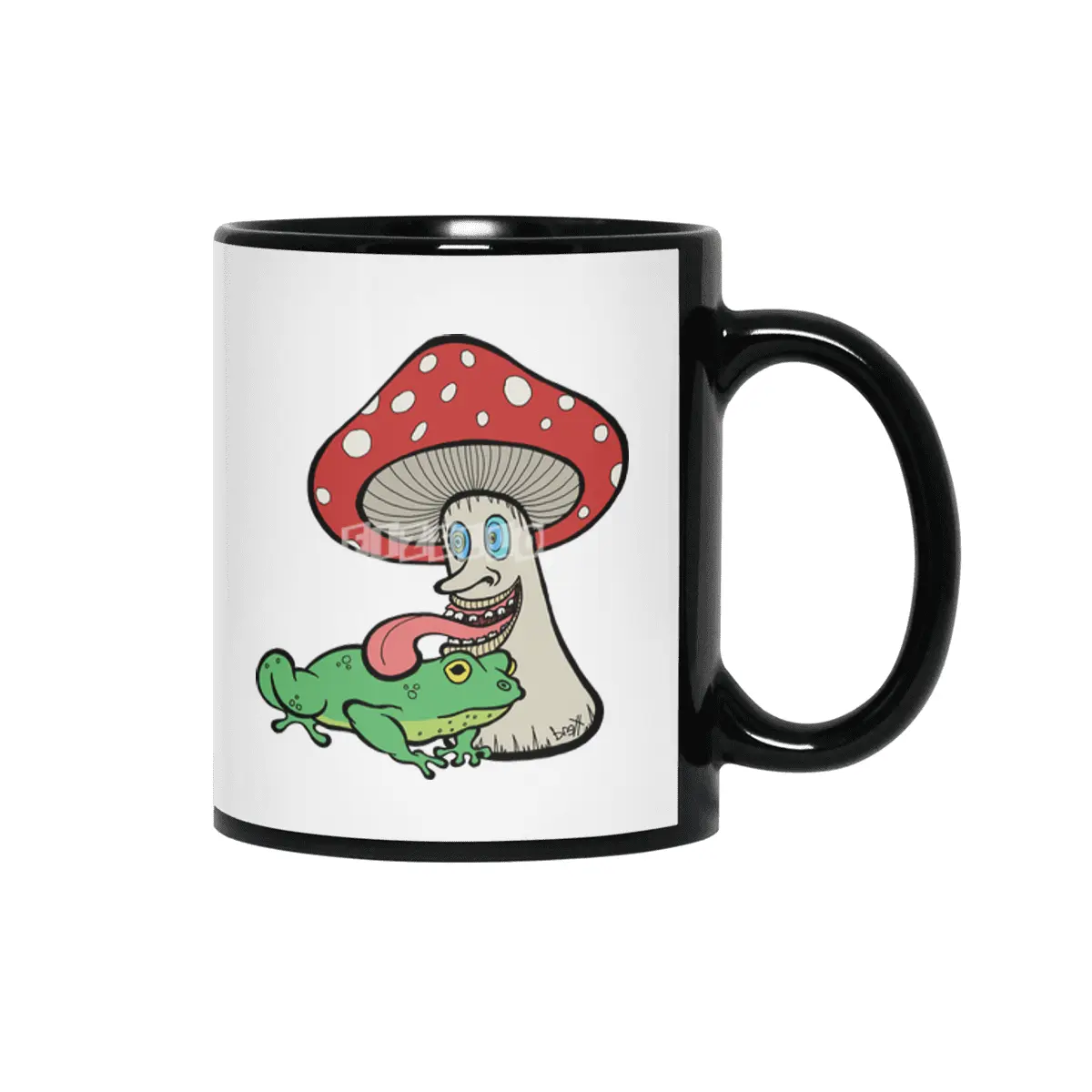 Magic Mushroom Licking Frog Siyah Kupa