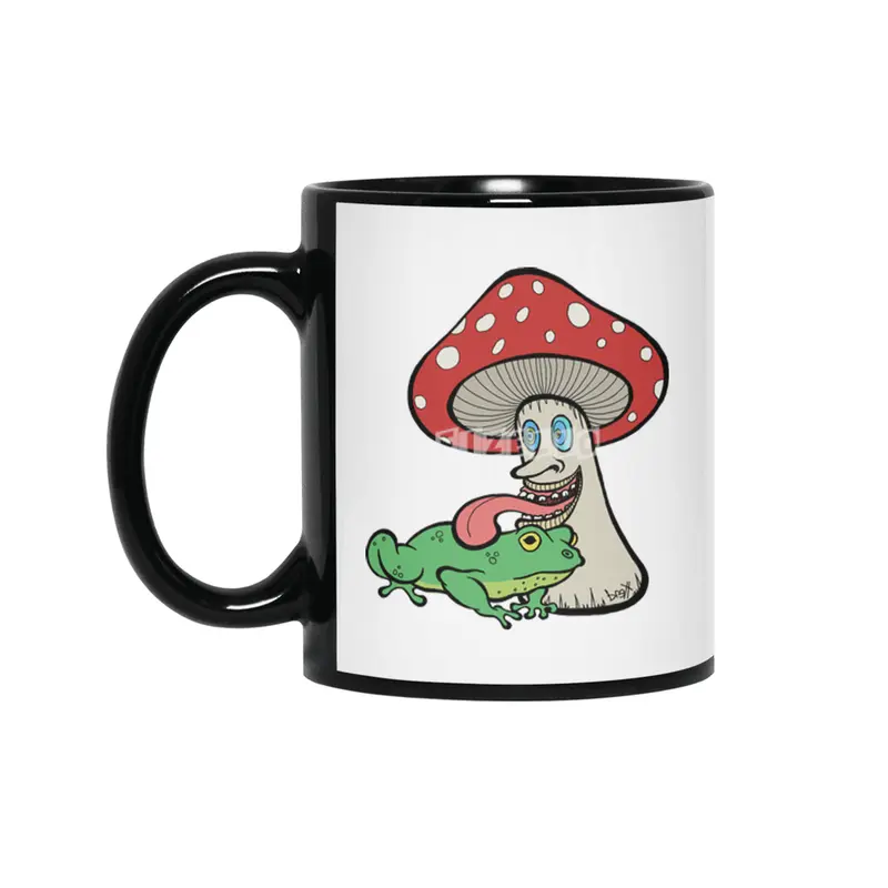 Magic Mushroom Licking Frog Siyah Kupa