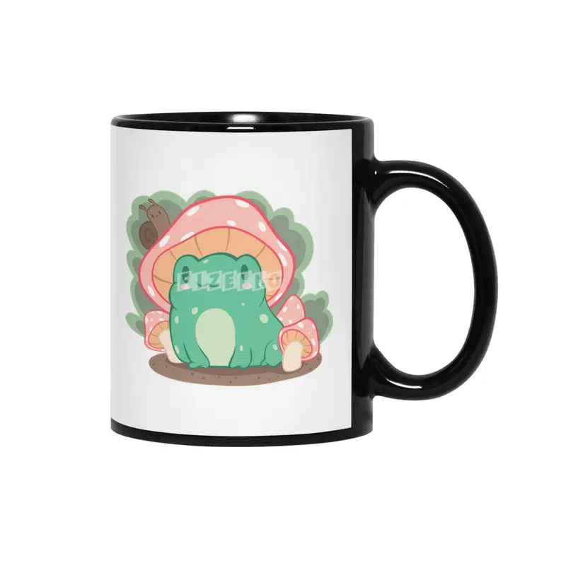Cottagecore Aesthetic Frog Mushroom Hat Snail Kawaii Siyah Kupa