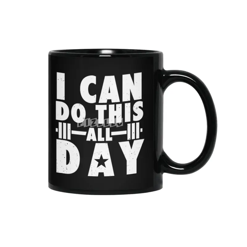 All day Workout Training Gym Fitness Motivational Siyah Kupa