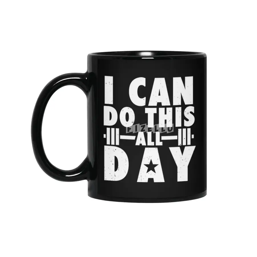 All day Workout Training Gym Fitness Motivational Siyah Kupa