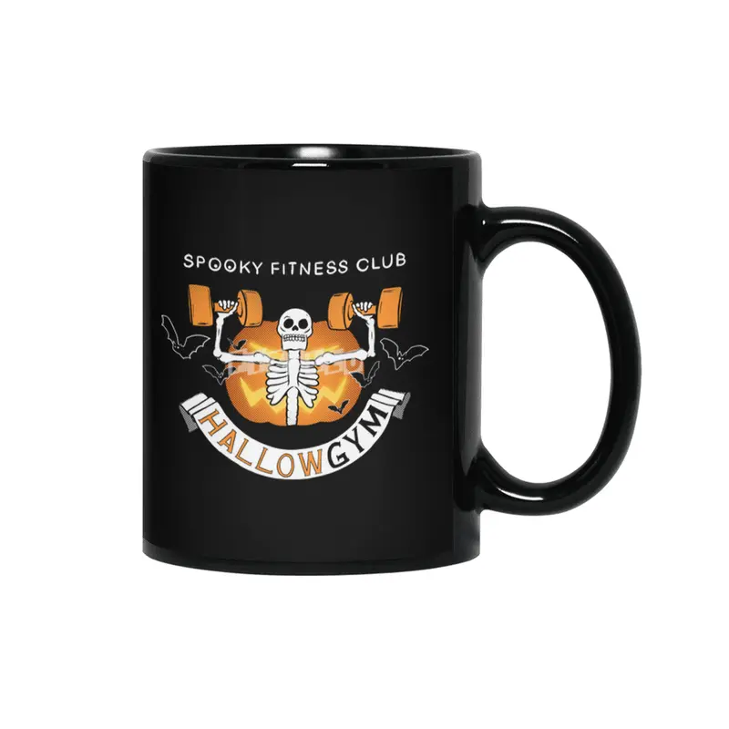 Spooky Fitness Club - dark background Siyah Kupa