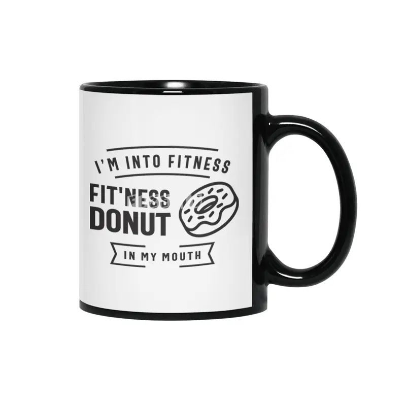 I'm Into Fitness Fit'ness Donut In My Mouth Siyah Kupa