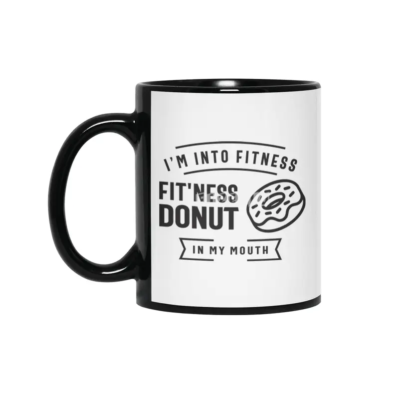 I'm Into Fitness Fit'ness Donut In My Mouth Siyah Kupa