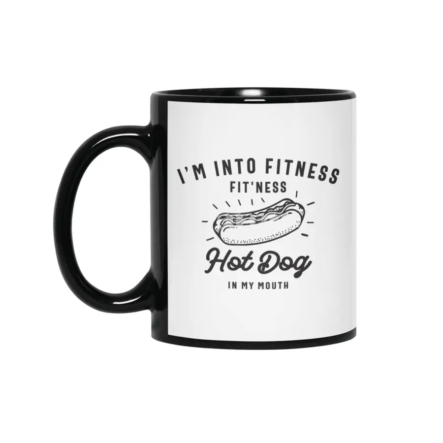 I'm Into Fitness Fit'ness Hot Dog In My Mouth Siyah Kupa