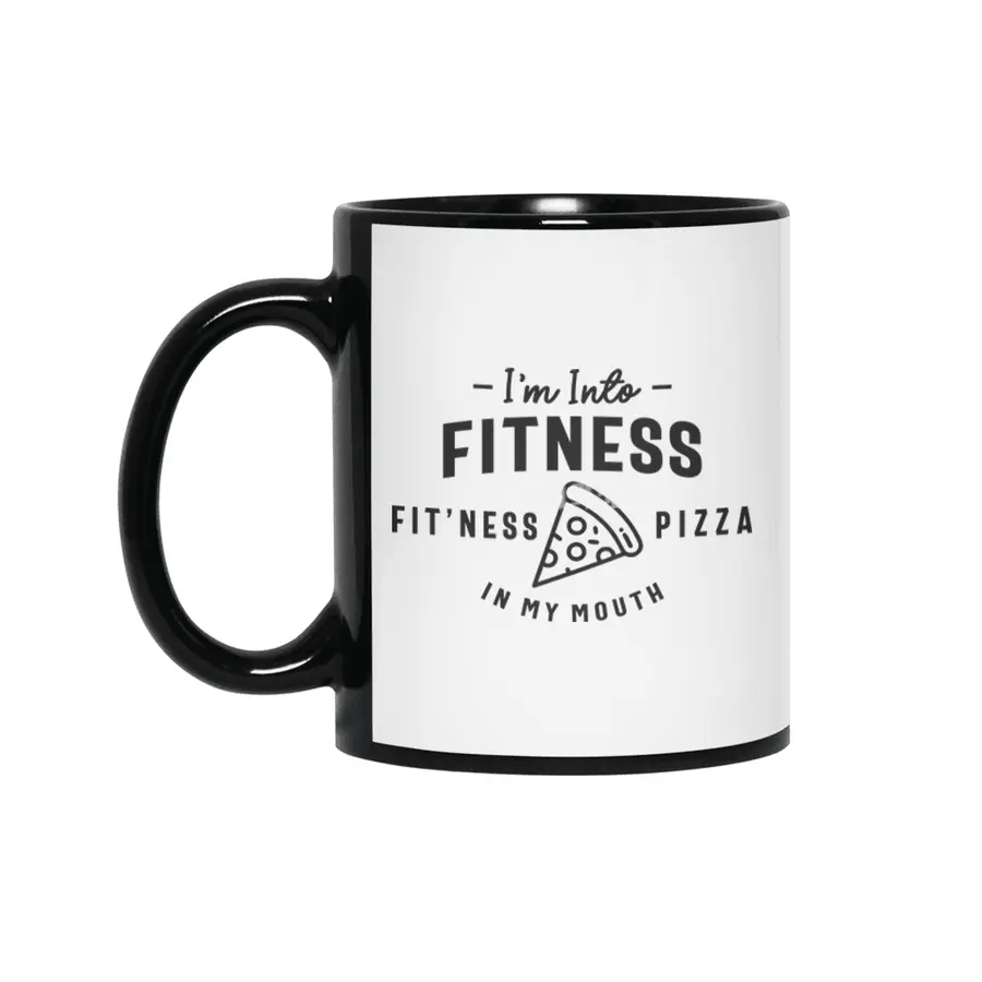 I'm Into Fitness Fit'ness Pizza In My Mouth Siyah Kupa