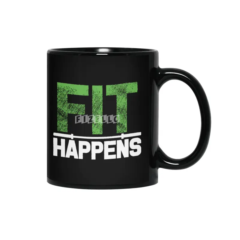Fit Happens Cross Fit Barbell Fitness Exercise Workout Train Mens gym crossfit lifting Siyah Kupa