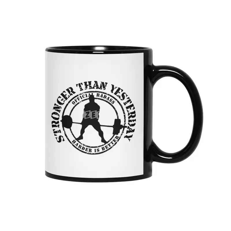 Stronger Than Yesterday Crossfit Kettlebell Fitness Ideal Gift gym crossfit lifting Siyah Kupa