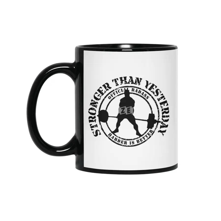 Stronger Than Yesterday Crossfit Kettlebell Fitness Ideal Gift gym crossfit lifting Siyah Kupa