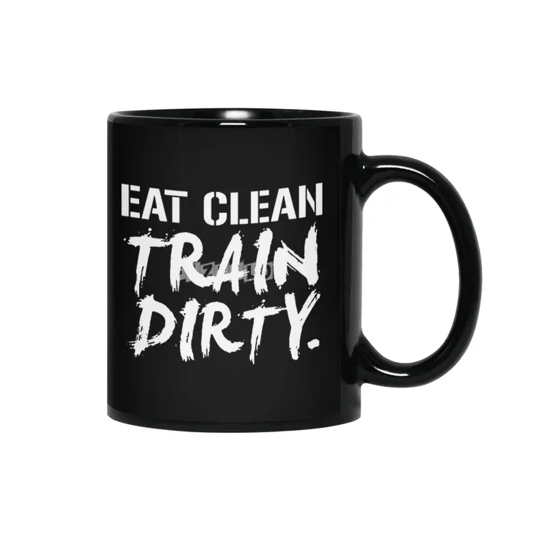 Eat Clean Train Dirty Workout Fitness Running Crossfit Motivation gym crossfit lifting Siyah Kupa