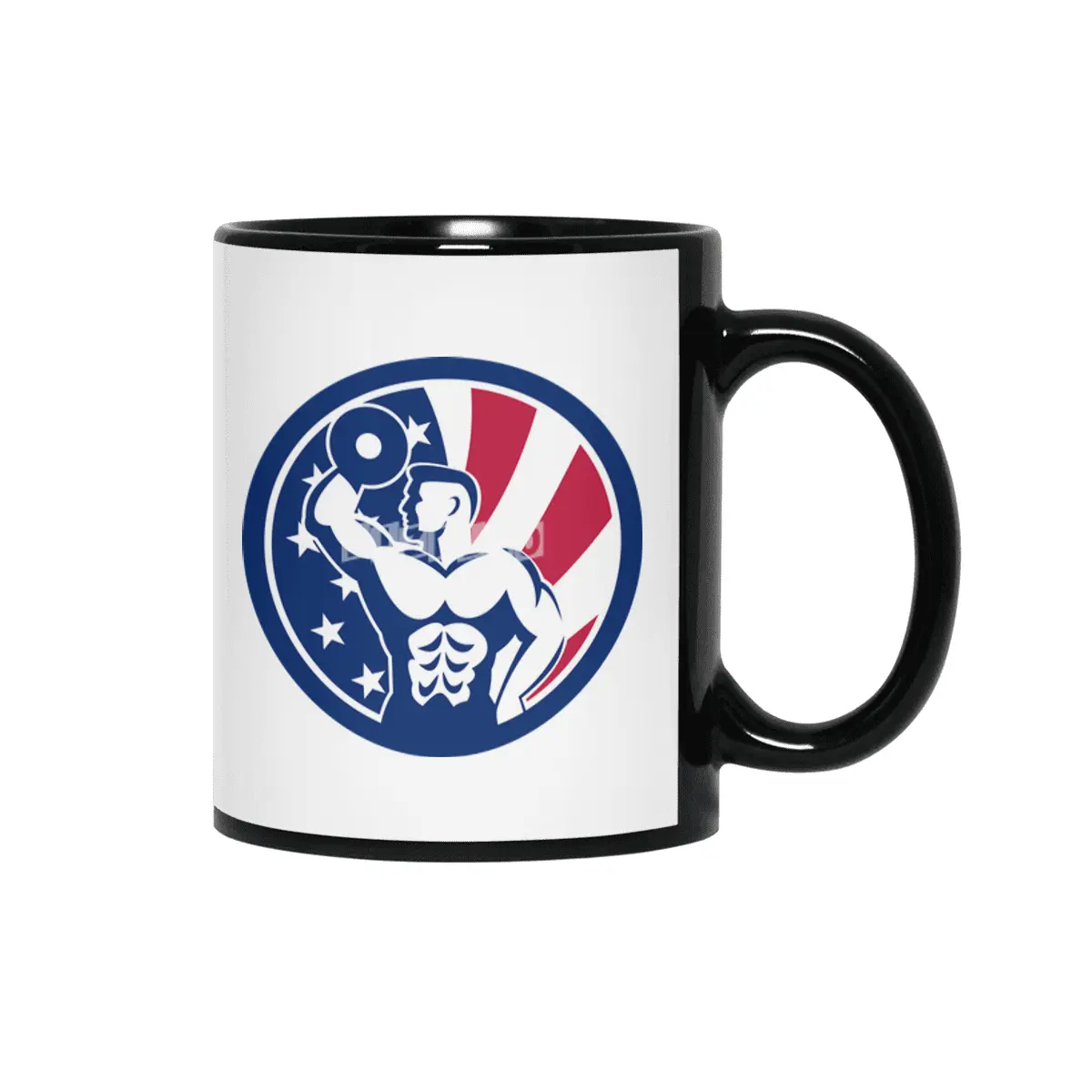 American Fitness Gym USA Flag Icon Siyah Kupa