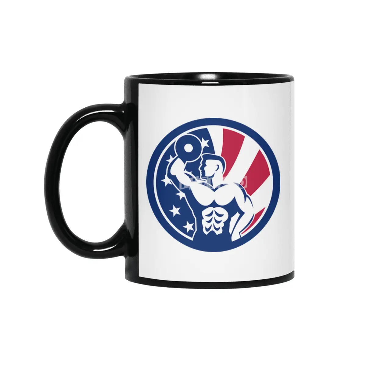 American Fitness Gym USA Flag Icon Siyah Kupa