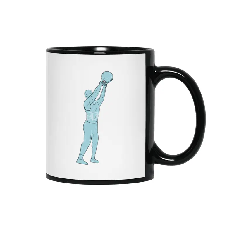 Athlete Fitness Kettlebell Swing Drawing Siyah Kupa