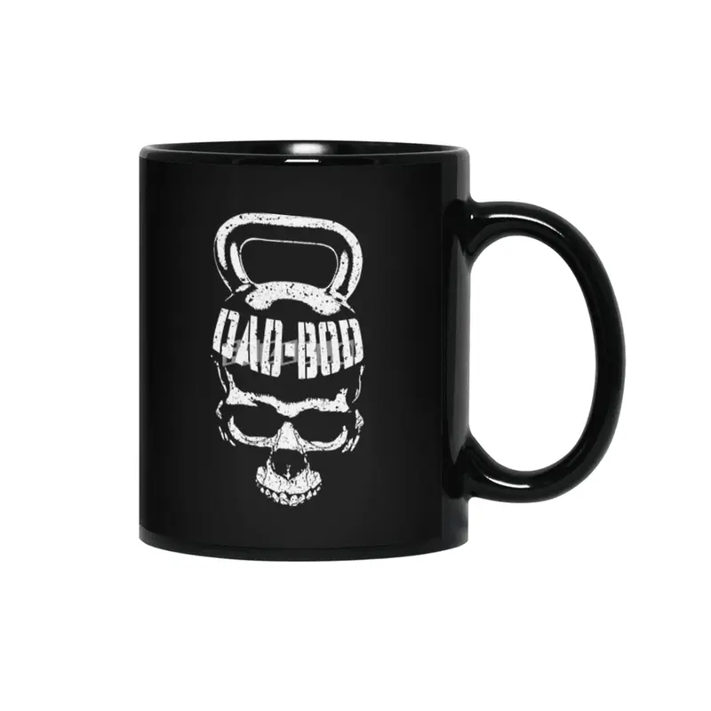 Dad Bod Kettlebell Skull Funny Halloween Gym Fitness Workout Siyah Kupa