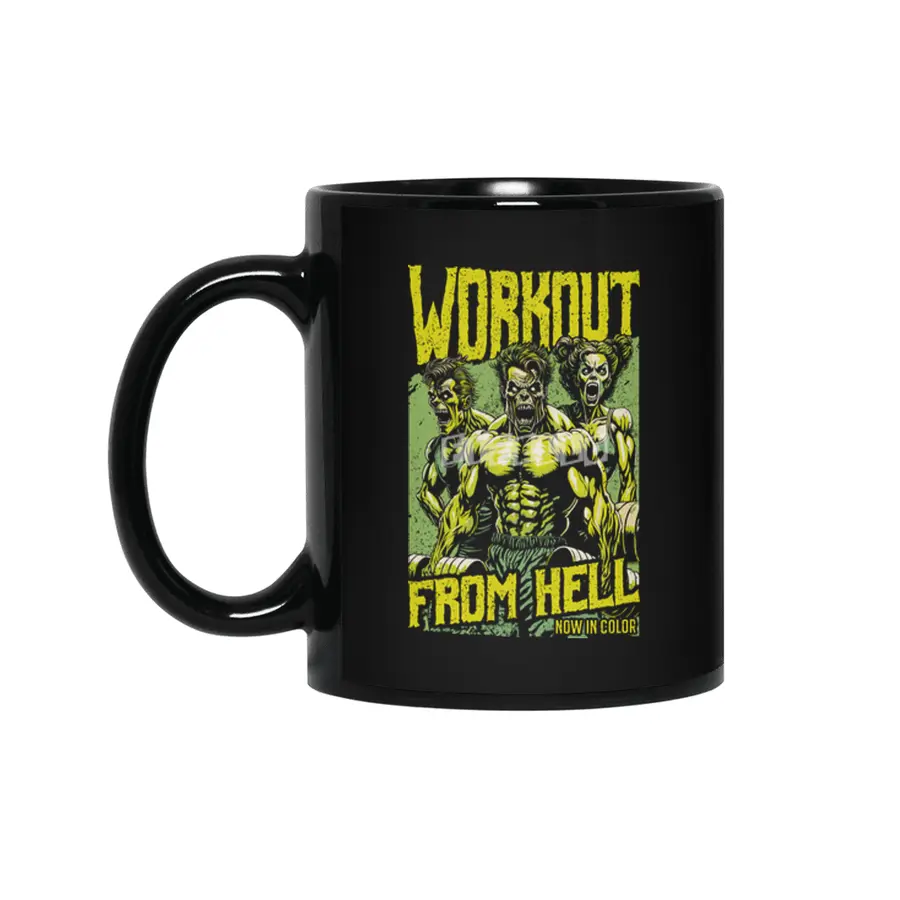Gym Halloween Funny Retro Zombie Fitness Horror Movie Poster Siyah Kupa