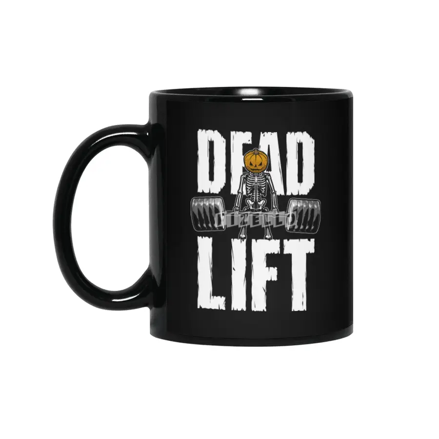 Halloween Gym Deadlift Skeleton Pumpkin Goth Fitness Workout Siyah Kupa