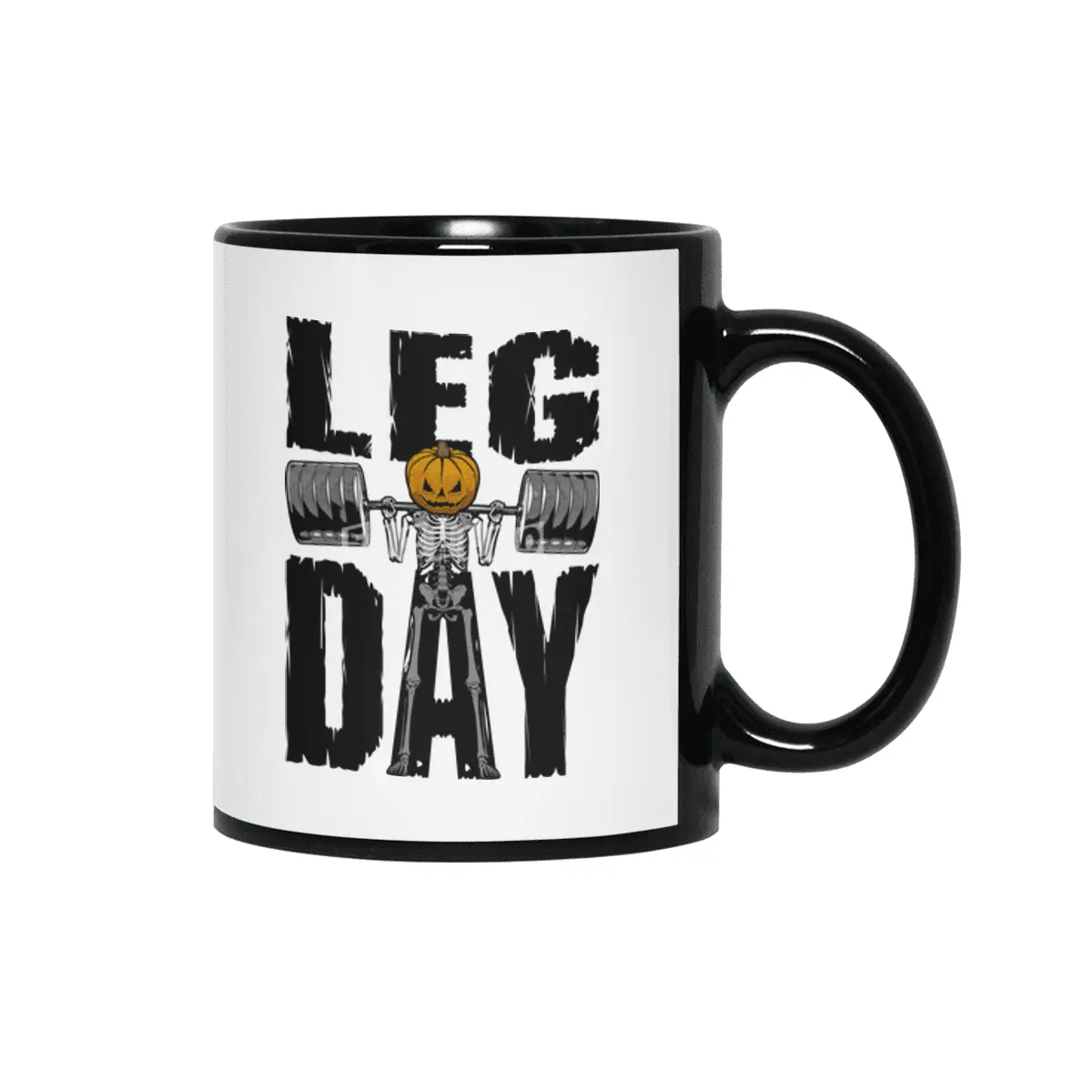 Halloween Gym Leg Day Skeleton Pumpkin Goth Fitness Workout Siyah Kupa
