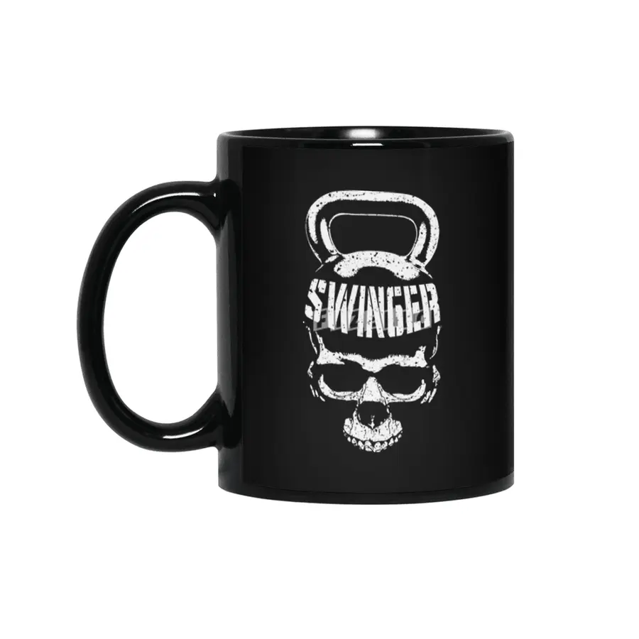 Kettlebell Swinger Skull Funny Halloween Gym Fitness Workout Siyah Kupa