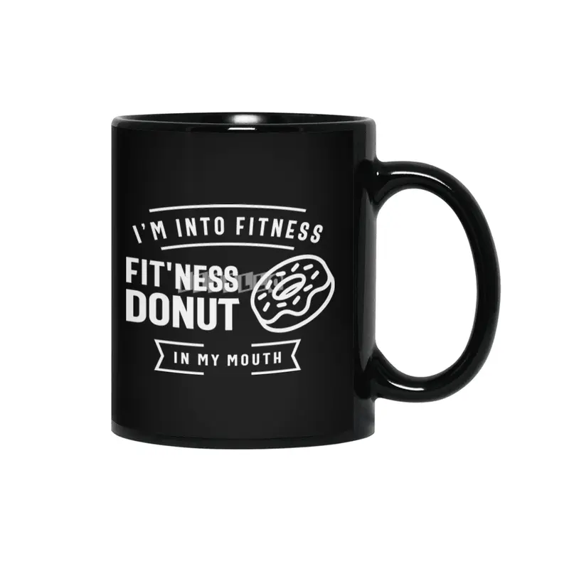 I'm Into Fitness Fit'ness Donut In My Mouth Siyah Kupa