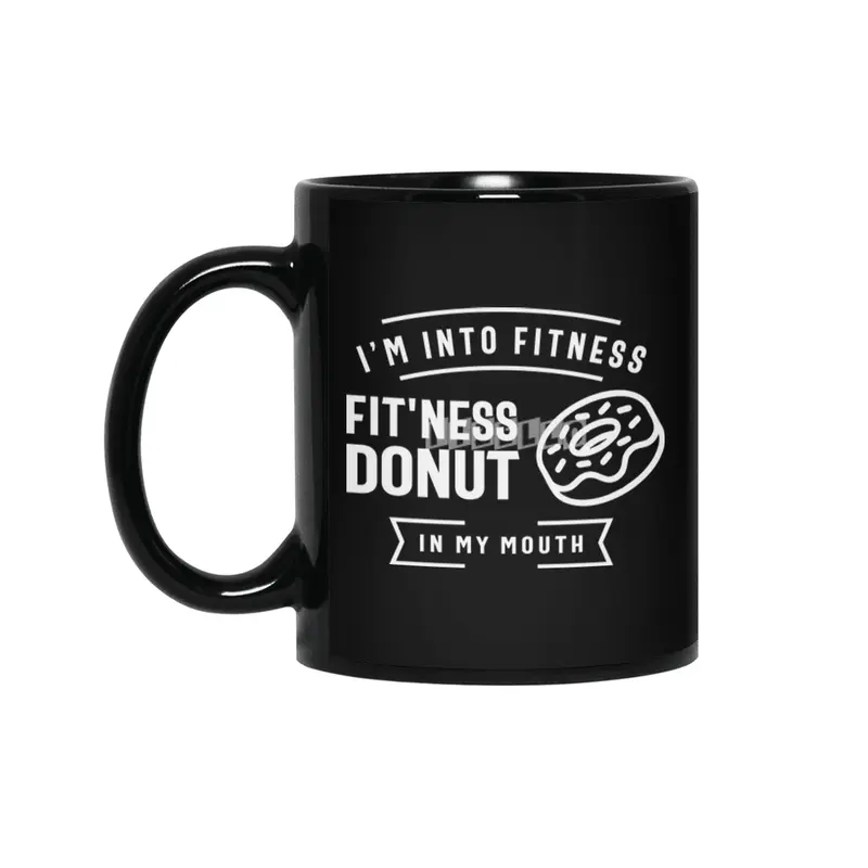 I'm Into Fitness Fit'ness Donut In My Mouth Siyah Kupa
