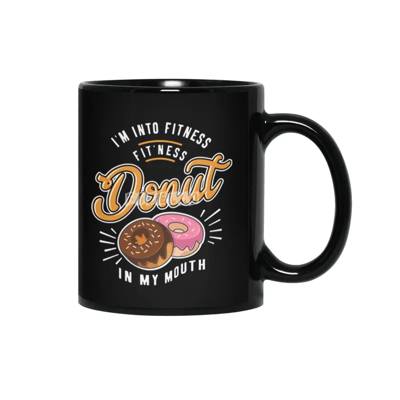 I'm Into Fitness Fit'ness Donut In My Mouth Siyah Kupa
