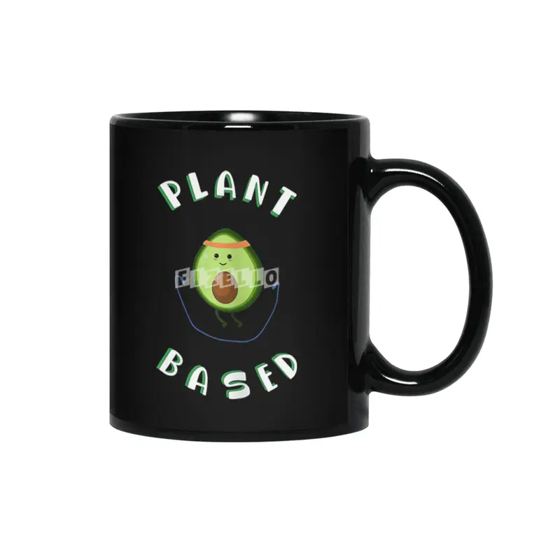 Funny Plant Based Avocado Fitness Tee, Vegan & Vegetarian Siyah Kupa