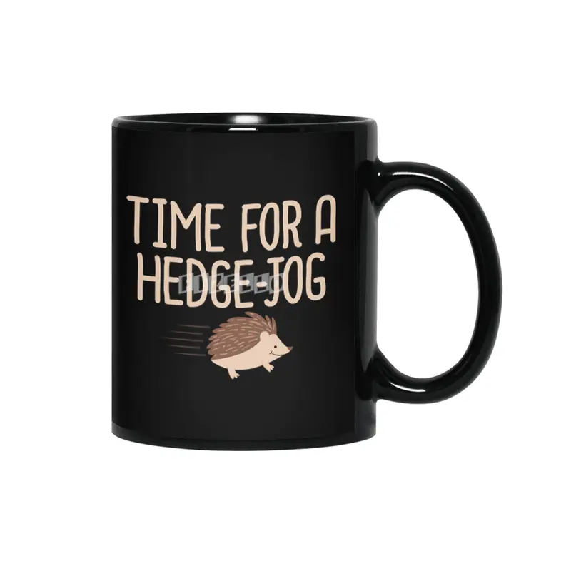 Time For A Hedge Jog Hedgehog Pun Fitness Jogging Workout Siyah Kupa