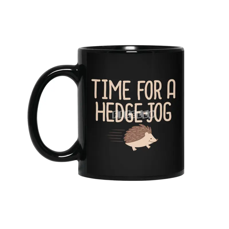 Time For A Hedge Jog Hedgehog Pun Fitness Jogging Workout Siyah Kupa