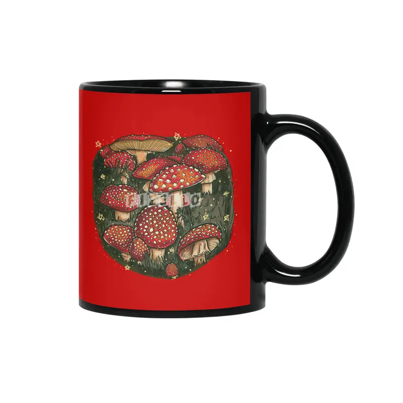 Fly Agaric - The Toadstool Mushroom ( Red ) Siyah Kupa