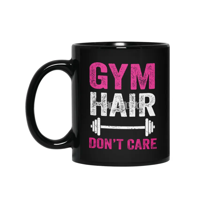Gym Hair Don't Care Funny Fitness Design Gift Idea Siyah Kupa