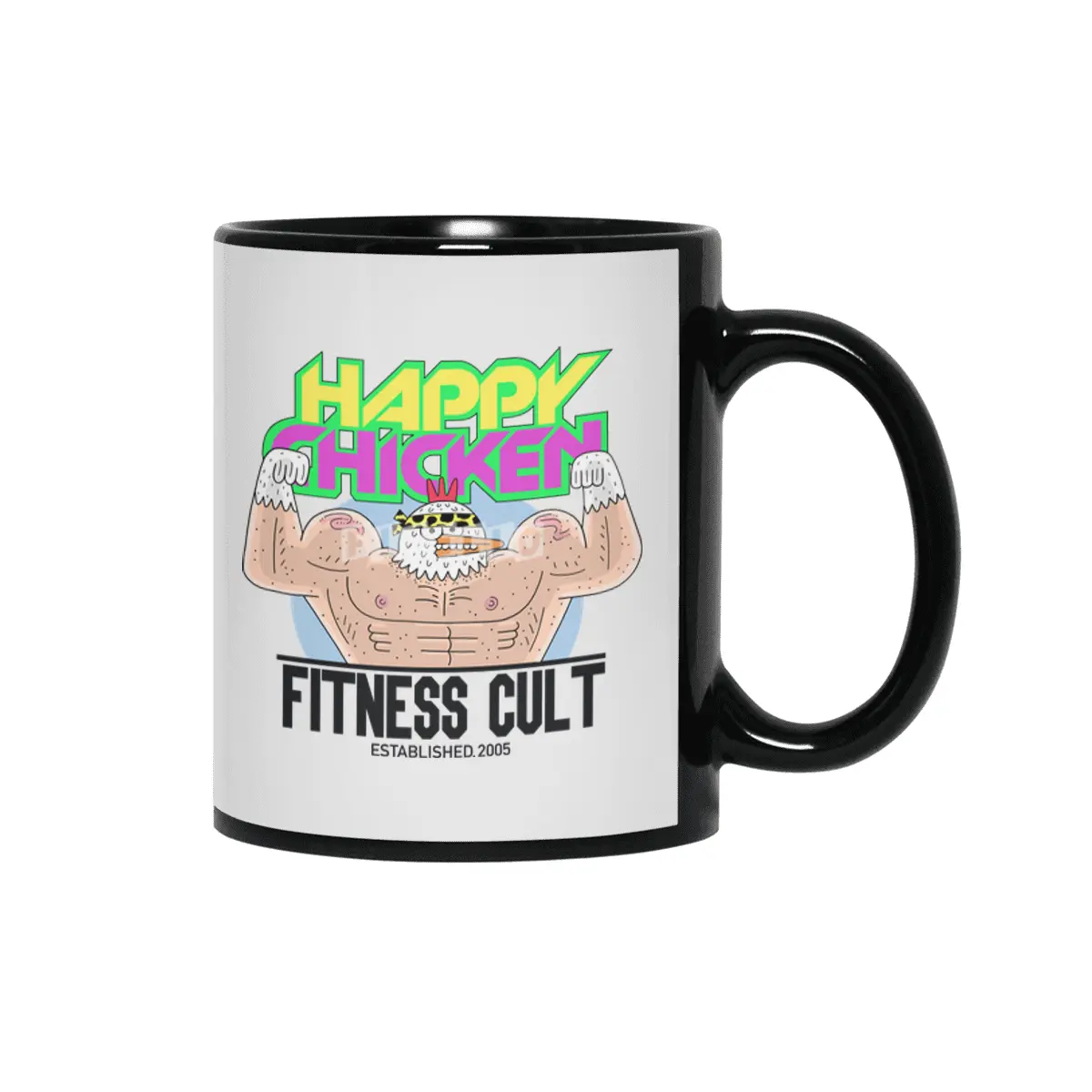 Happy Chicken Fitness Cult Club Tee Siyah Kupa