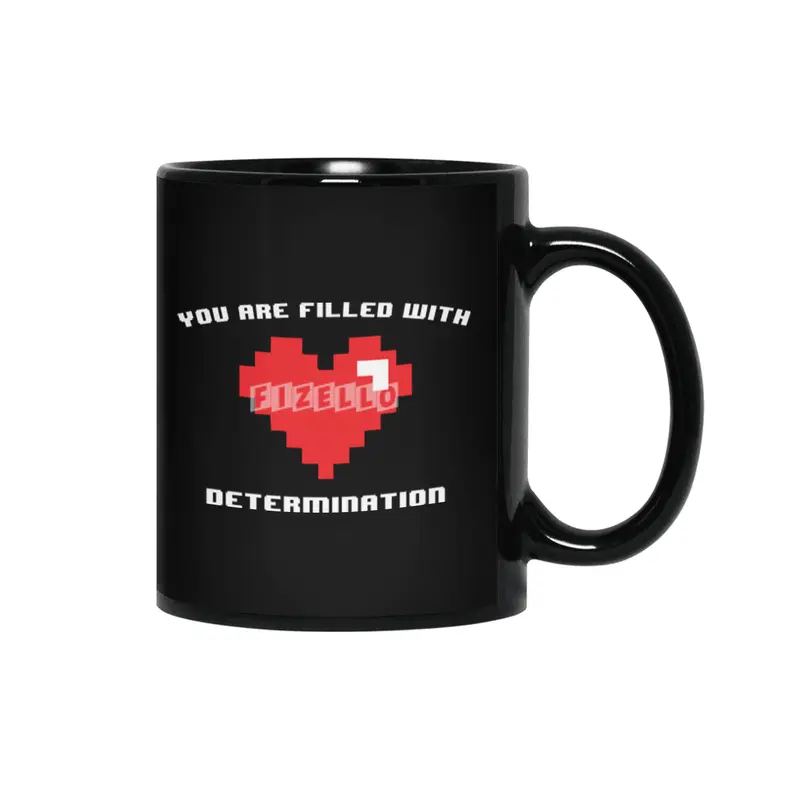 Funny Gamer You Are Filled With Determination Pixel Heart Siyah Kupa