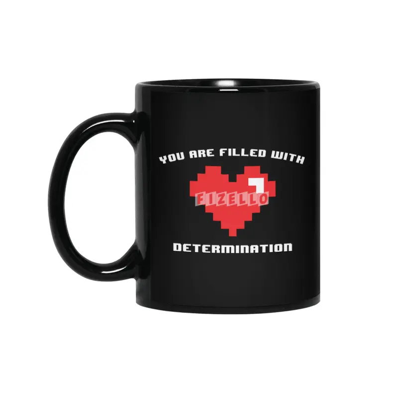 Funny Gamer You Are Filled With Determination Pixel Heart Siyah Kupa