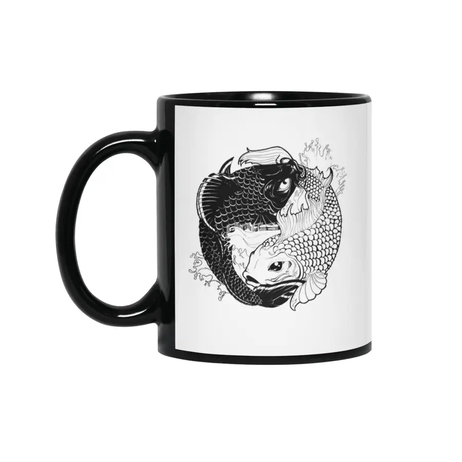 PISCES - Koi carps taijitu Siyah Kupa