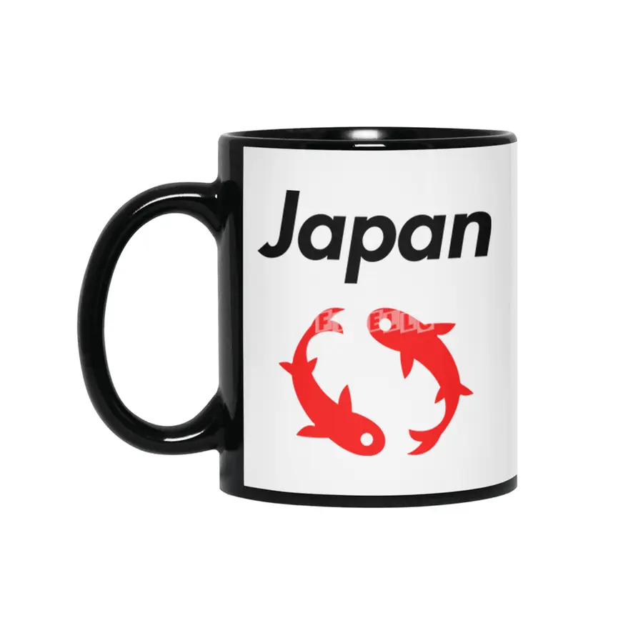 Japanese Iconic Koi Fish Siyah Kupa