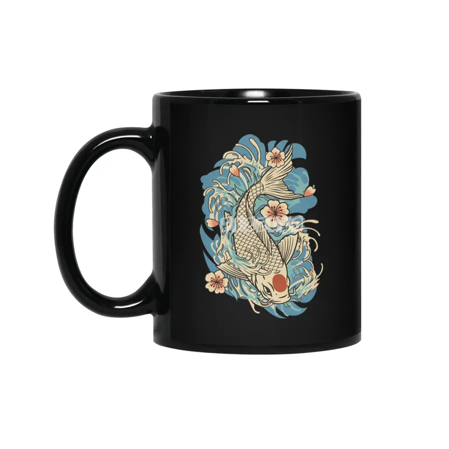 Japanese Koi Fish Siyah Kupa