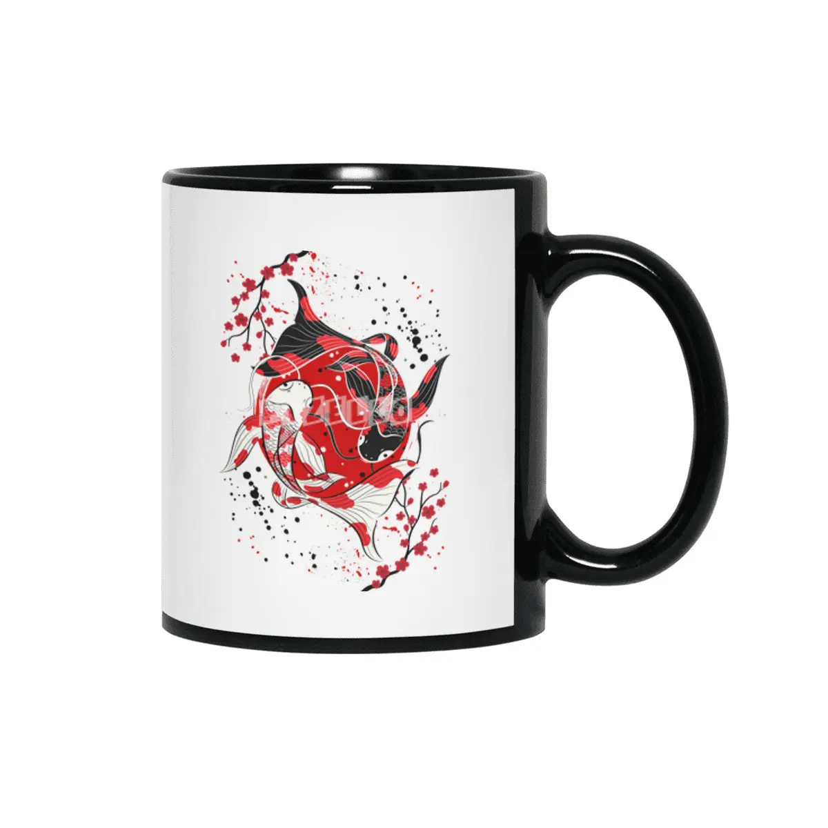Yin Yang Koi Fish Siyah Kupa