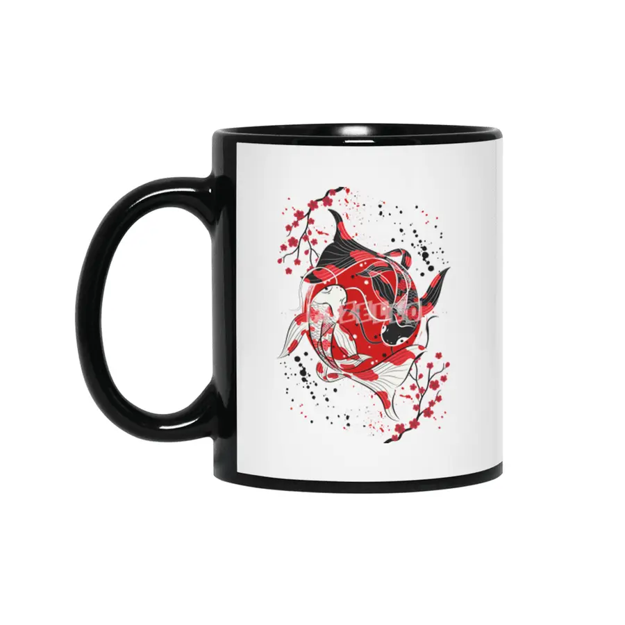 Yin Yang Koi Fish Siyah Kupa