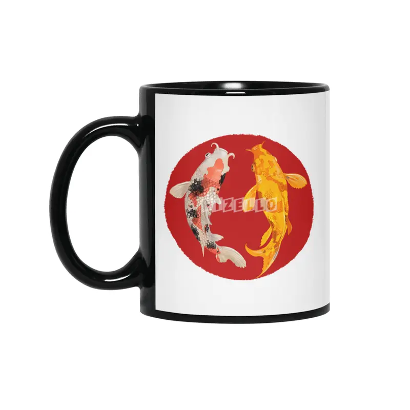 Yin Yang Carp Balance Taijitu Nishikigoi Japanese Koi Fish Siyah Kupa
