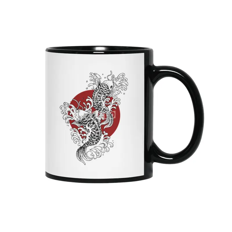 sun koi fish Siyah Kupa