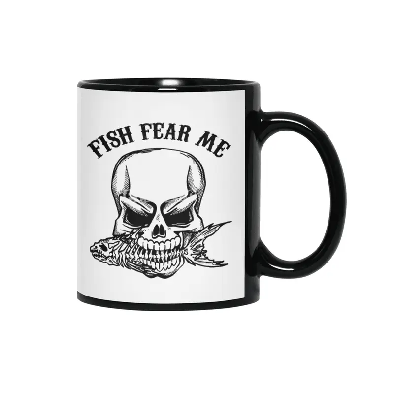 Fish Fear Me Black Siyah Kupa