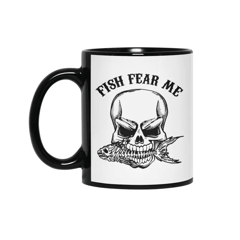 Fish Fear Me Black Siyah Kupa