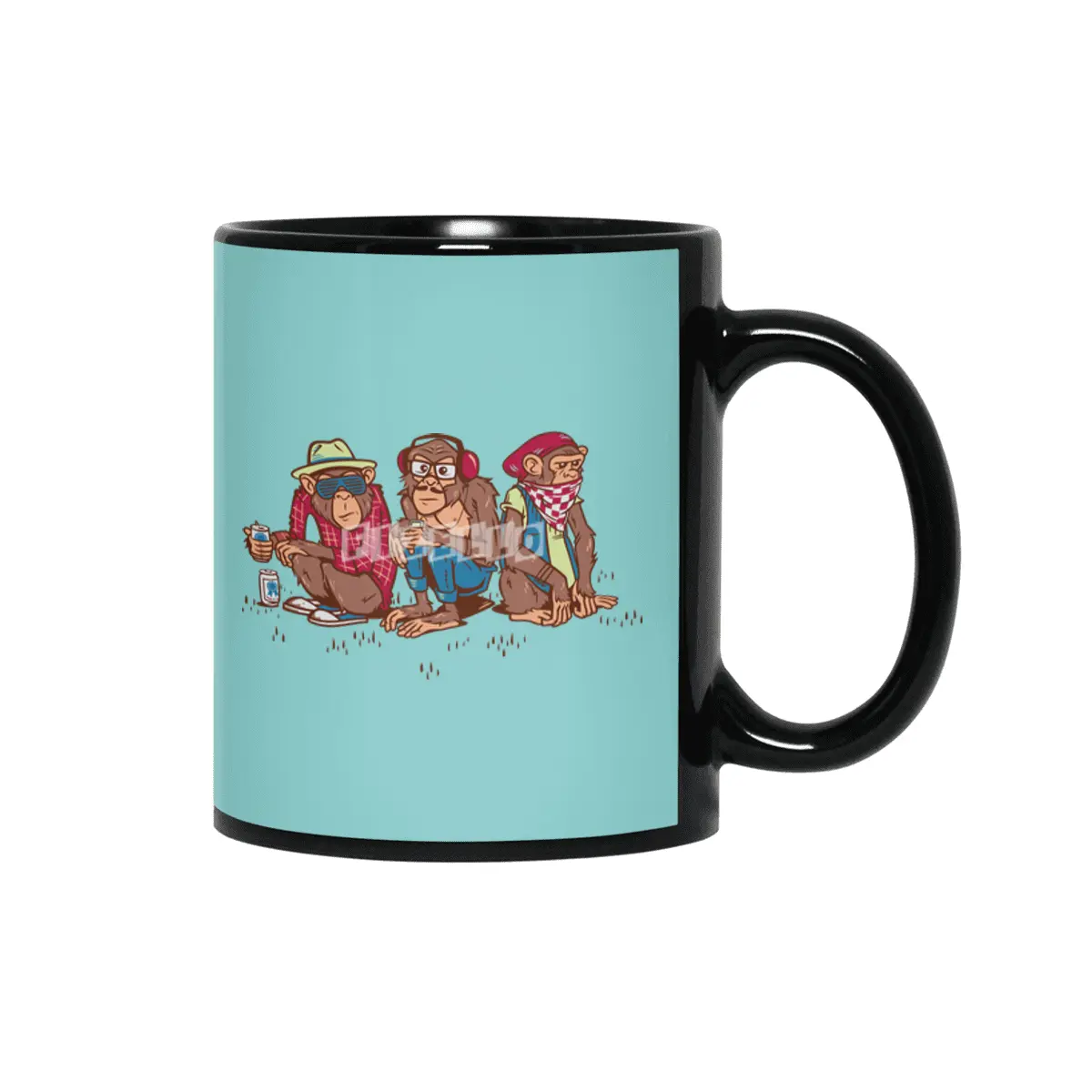 Three Wise Hipster Monkeys Siyah Kupa