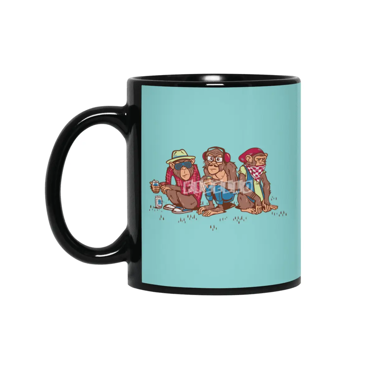Three Wise Hipster Monkeys Siyah Kupa