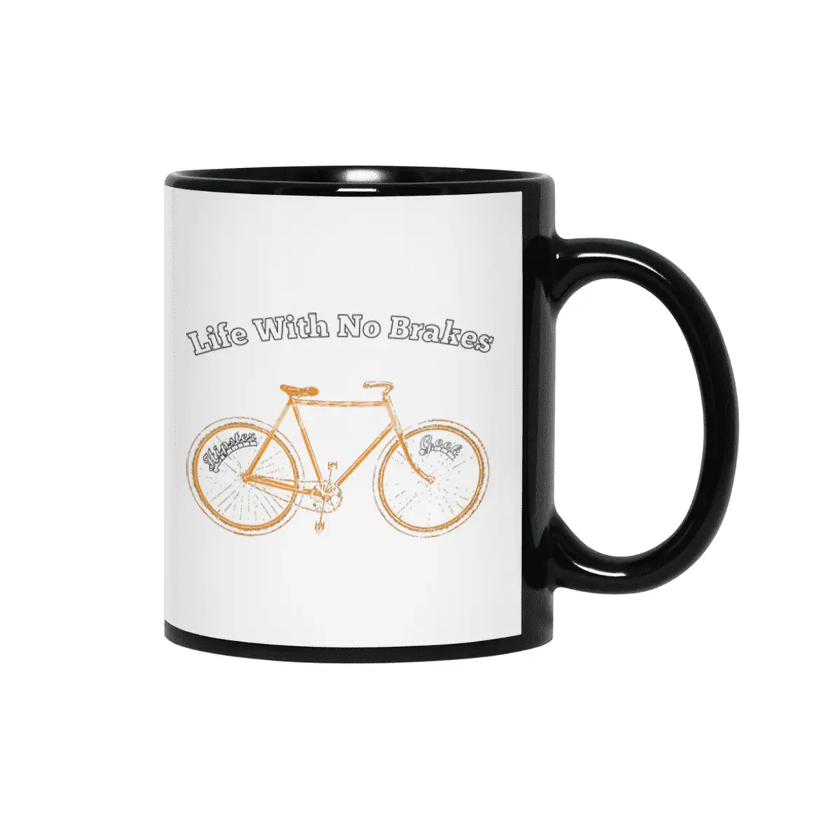 Life With No brakes fun hipster geek cycling fan Siyah Kupa