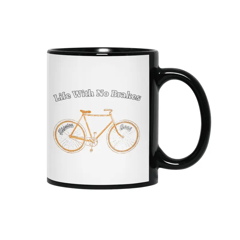 Life With No brakes fun hipster geek cycling fan Siyah Kupa