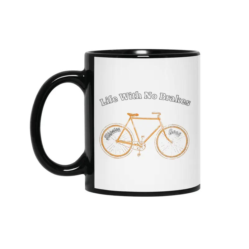Life With No brakes fun hipster geek cycling fan Siyah Kupa