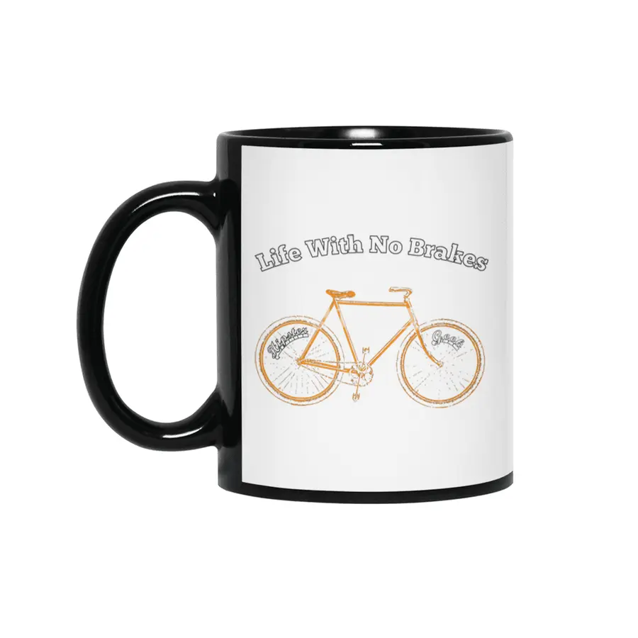Life With No brakes fun hipster geek cycling fan Siyah Kupa