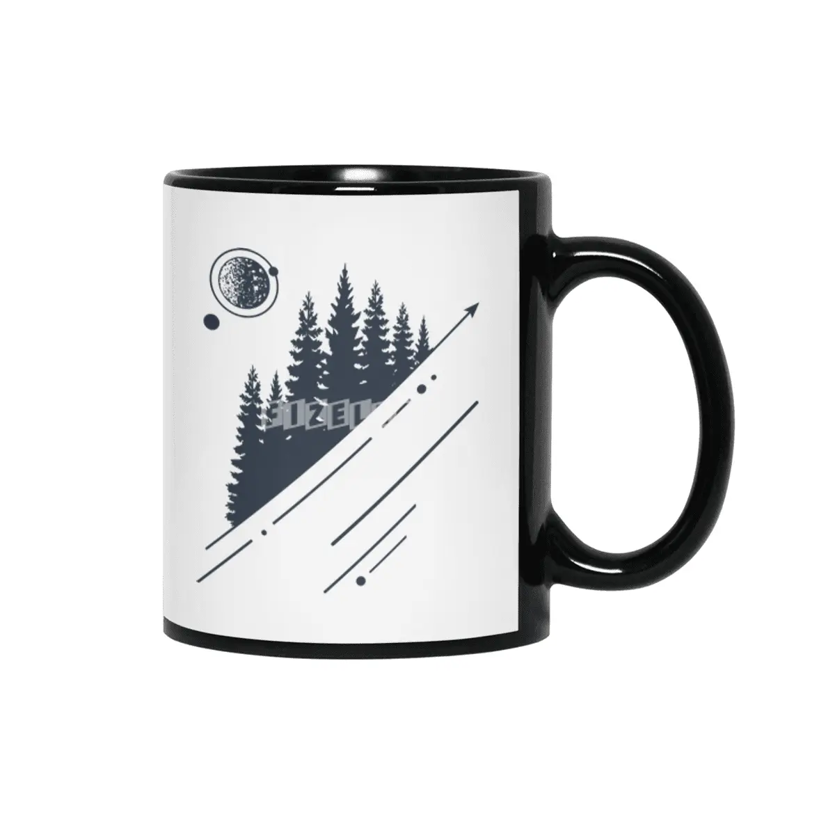 Modern Geometric Nature Forest Hipster Graphic Siyah Kupa