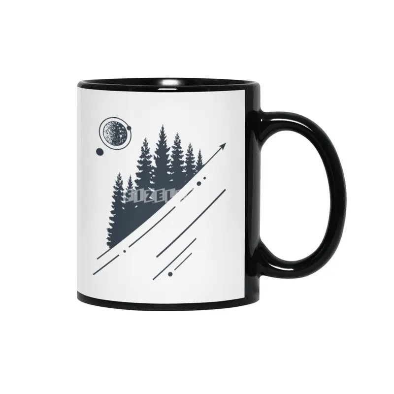 Modern Geometric Nature Forest Hipster Graphic Siyah Kupa